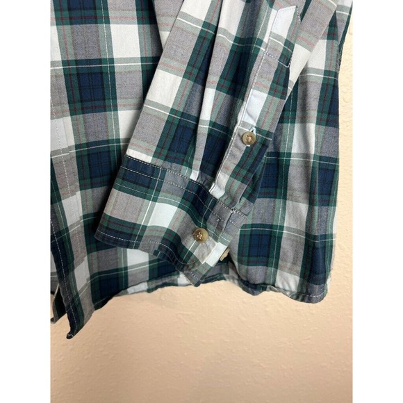 Wrangler George Strait Mens L/XL Blue Green Plaid Long Sleeve Button Down Shirt - Picture 6 of 7